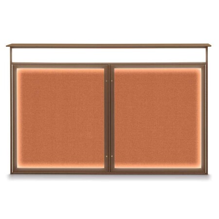 United Visual Products 96"x48" 2-Door Enclosed Outdoor Letterboard, Blue Felt/White UV1161DDD9648PLUS-WHITE-BLUE